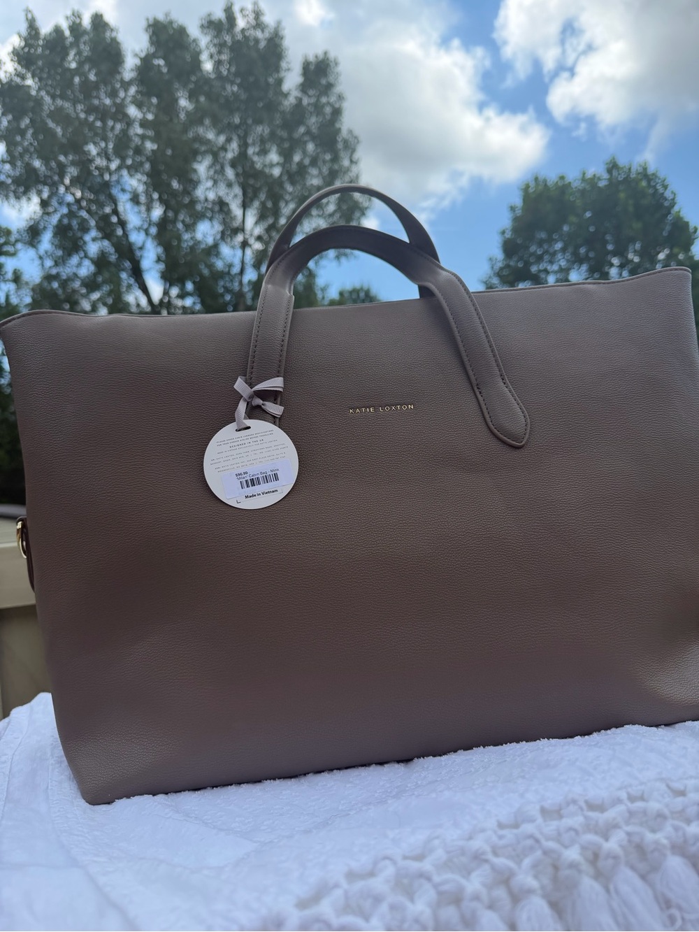 Katie Liston Milan Cabin Bag Taupe Leather-Look